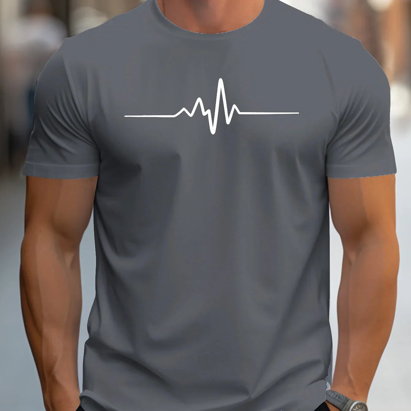 Men’s Slim Fit T-Shirt – Soft Knit – Crew Neck – Short Sleeve – Graphic Chest Print