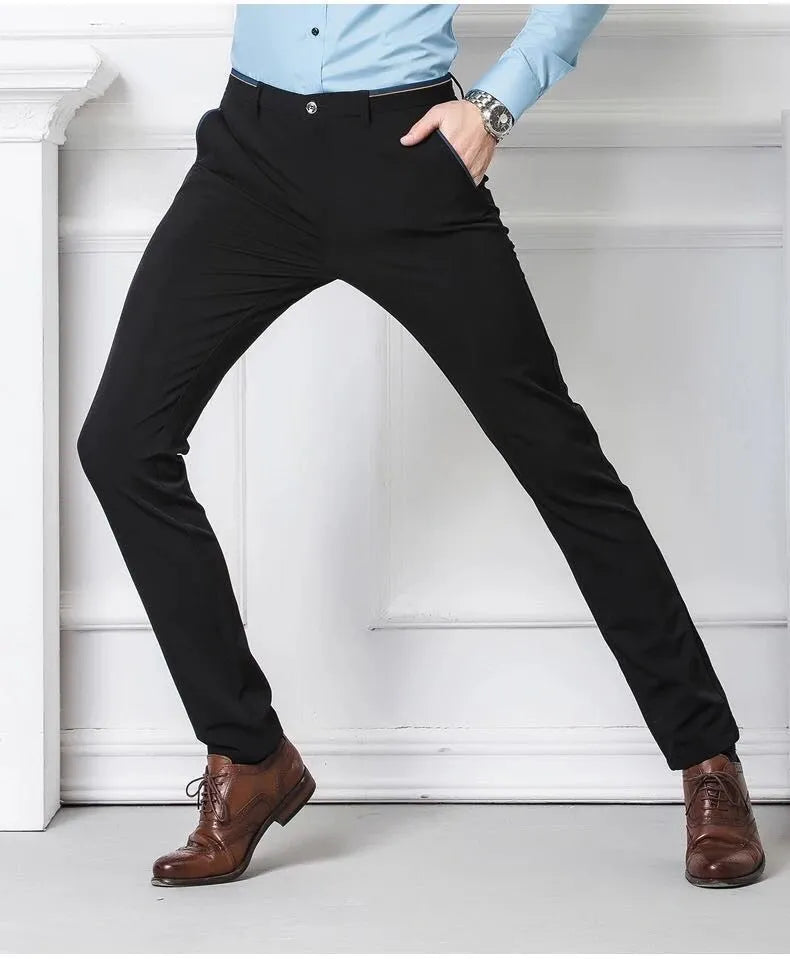 Men's Dress Trousers - Slim Fit - Tailored Formal Wear - Belt Loops & Pockets