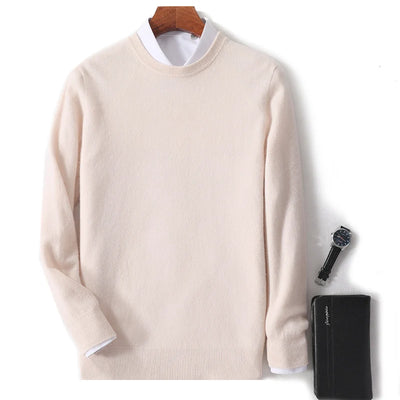 Men’s Crew Neck Sweater - Soft Knit - Wool Blend - Ribbed Cuffs & Hem - Regular Fit