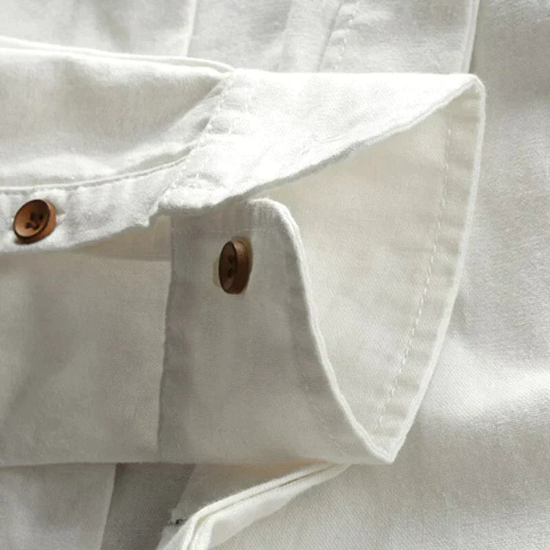 Men's slim fit shirt with stand-up collar and long sleeves