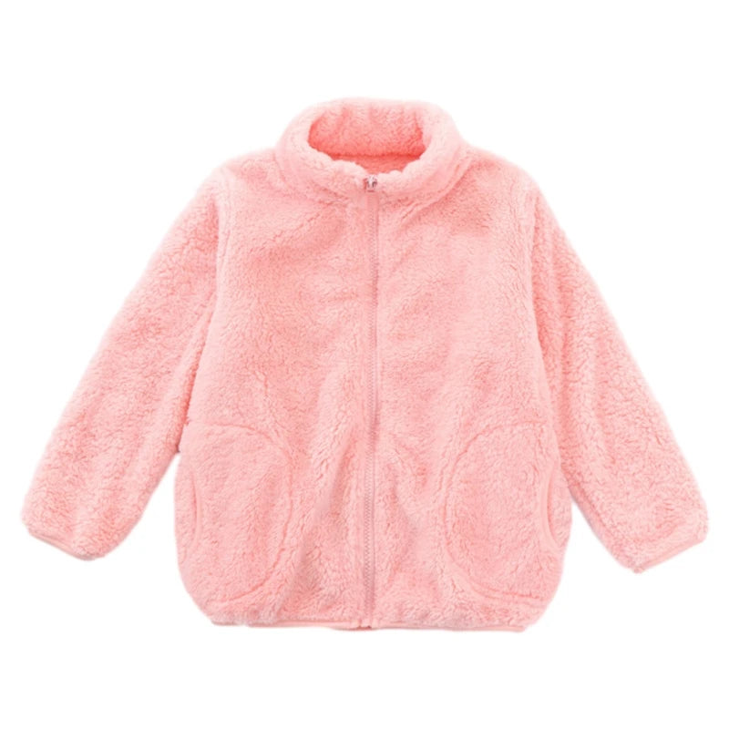 Coral velvet zipper fall winter coat for kids