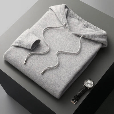 Men’s Hoodie – Cashmere Knit – Classic Fit – Ribbed Cuffs – Hooded Casual Wear