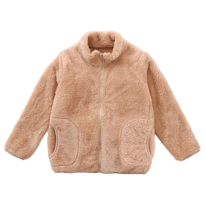 Coral velvet zipper fall winter coat for kids