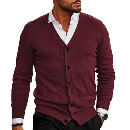 Men's casual knitted v-neck cardigan