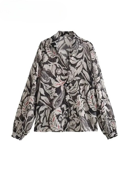 Women's Long Sleeve Comfortable Printed Blouse