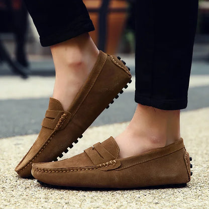 Men’s Loafers – Suede Feel – Slip-On – Moc Toe – Penny Strap – Gripped Sole