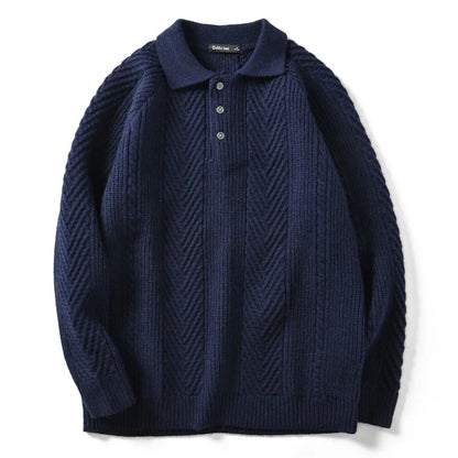 Men's knitted slim fit lapel sweater