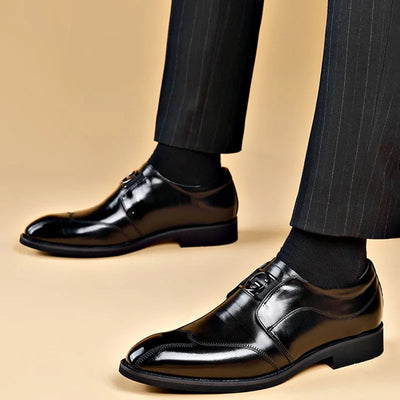 Men’s Leather Dress Shoes - Slip-On - Pointed Toe - Elegant Formal Wear