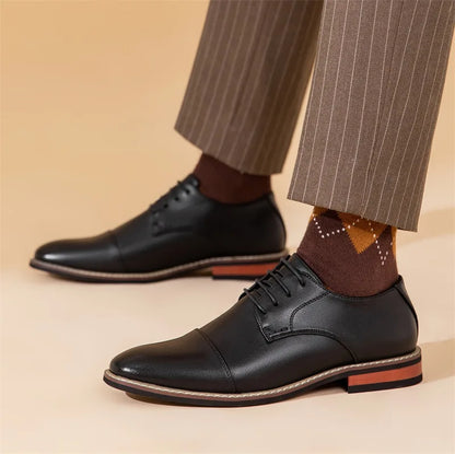 Men’s Oxford Shoes – Suede Upper – Slim Fit – Cap Toe – Closed Lacing Formal Style