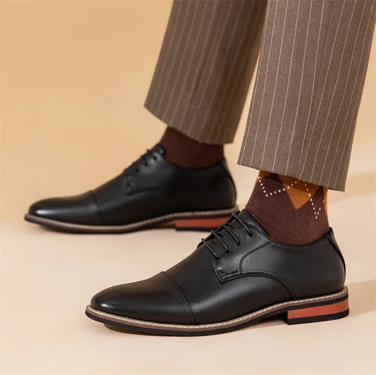 Men’s Oxford Shoes – Suede Upper – Slim Fit – Cap Toe – Closed Lacing Formal Style