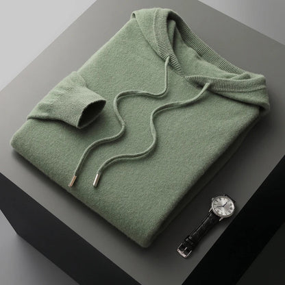Men’s Hoodie – Cashmere Knit – Classic Fit – Ribbed Cuffs – Hooded Casual Wear
