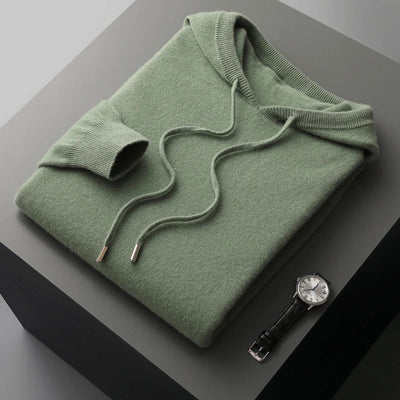Men’s Hoodie – Cashmere Knit – Classic Fit – Ribbed Cuffs – Hooded Casual Wear