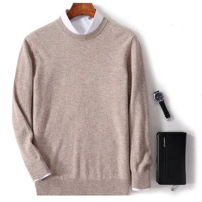Men’s Crew Neck Sweater - Soft Knit - Wool Blend - Ribbed Cuffs & Hem - Regular Fit