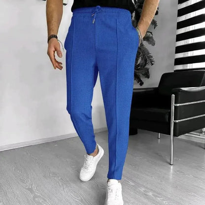 Men’s Tailored Jogger Pants - Textured Fabric - Slim Tapered Fit - Elastic Waistband