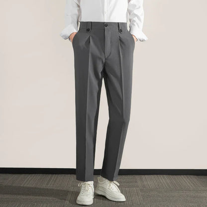 Men’s Trousers – Classic Fit – Pleated Front – Straight Leg – Cotton Blend
