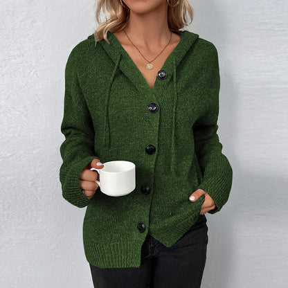 Women's knitted cardigan with hood