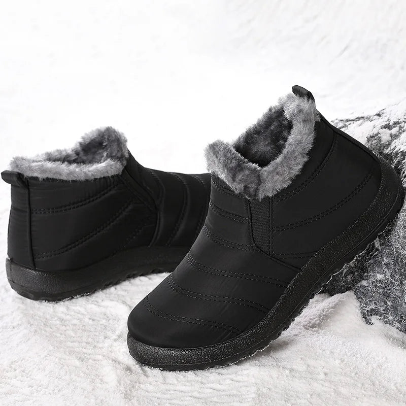 Women’s Ankle Boots – Fur Lined – Slip-On – Water Resistant – Supportive Sole