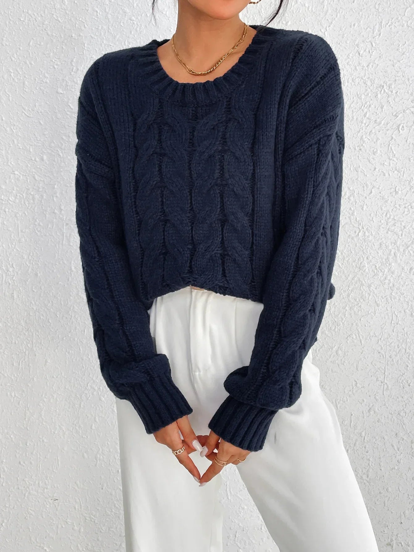 Women's loose twisted pullover sweater