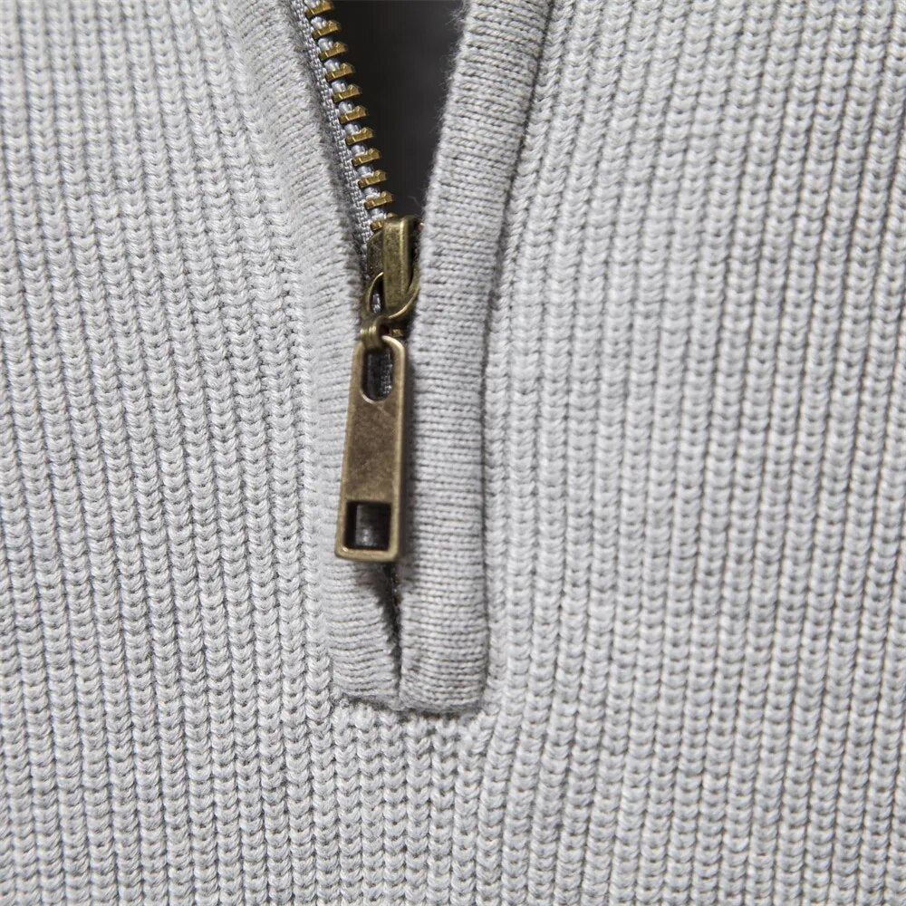 Men’s Sweater –  Soft Fabric – Classic Fit – Half-Zip Collar – Ribbed Trim
