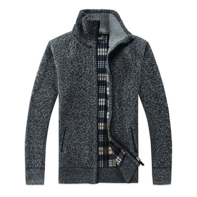 Men's knitted jacket with lapel collar