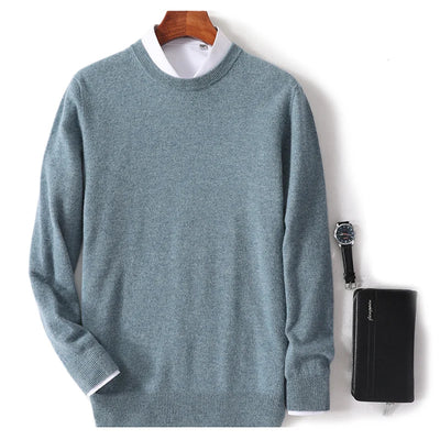 Men’s Crew Neck Sweater - Soft Knit - Wool Blend - Ribbed Cuffs & Hem - Regular Fit