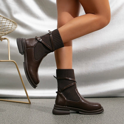 Women's Retro Platform Heel Boots - Classic Chunky Sole Footwear