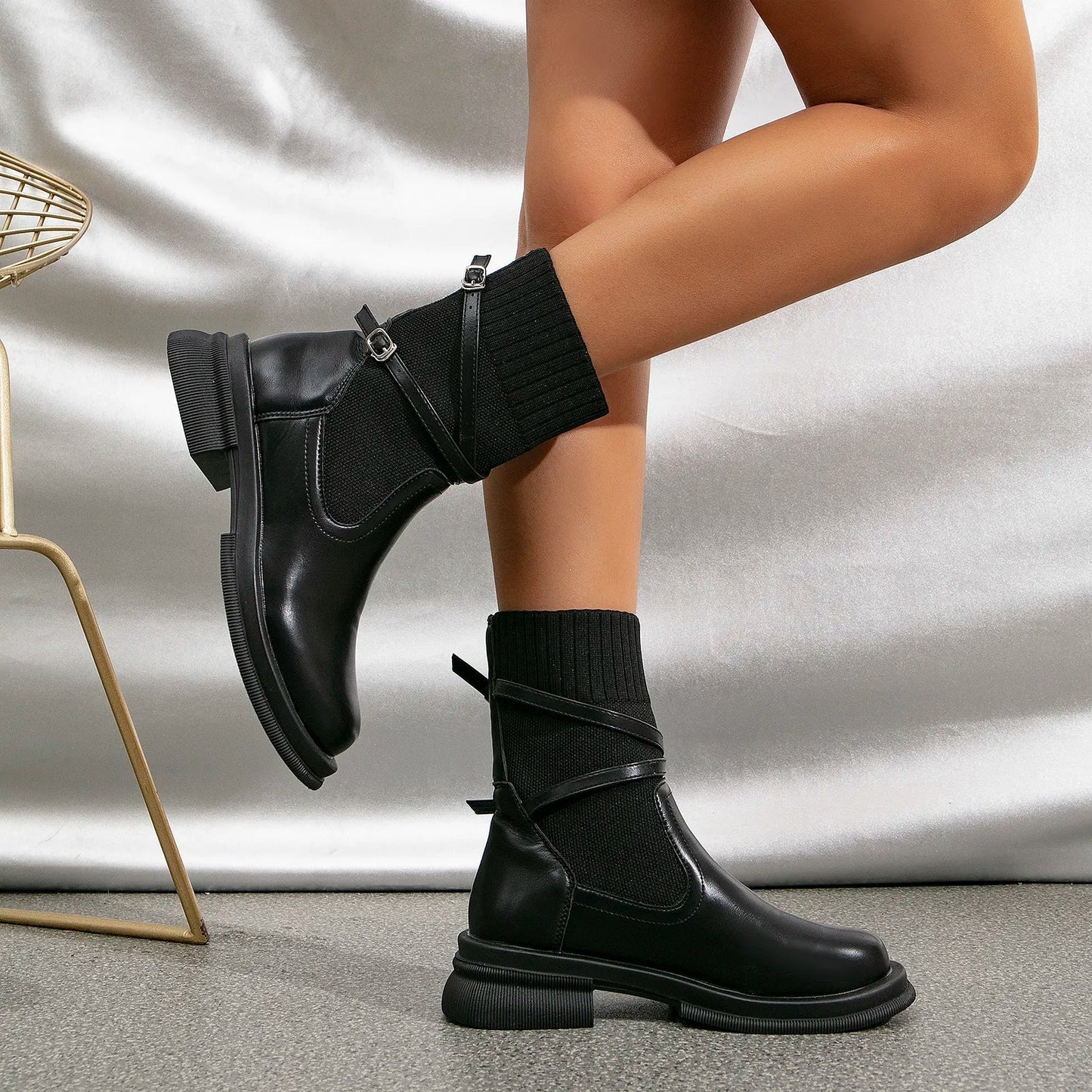 Women's Retro Platform Heel Boots - Classic Chunky Sole Footwear