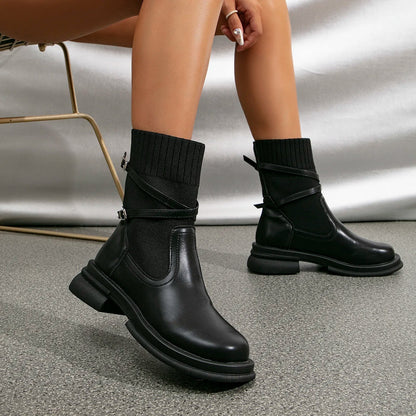 Women's Retro Platform Heel Boots - Classic Chunky Sole Footwear