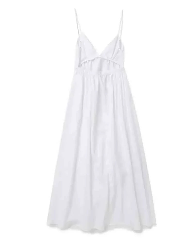 Women's Maxi Dress - Backless Spaghetti Strap - Flowy Relaxed Fit - Elegant Casual Wear