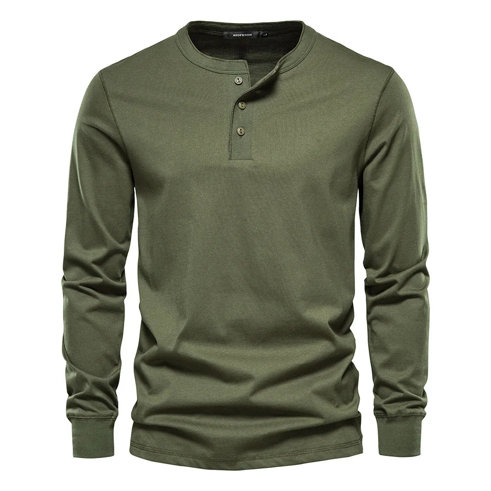 Men’s long sleeve collarless t-shirt