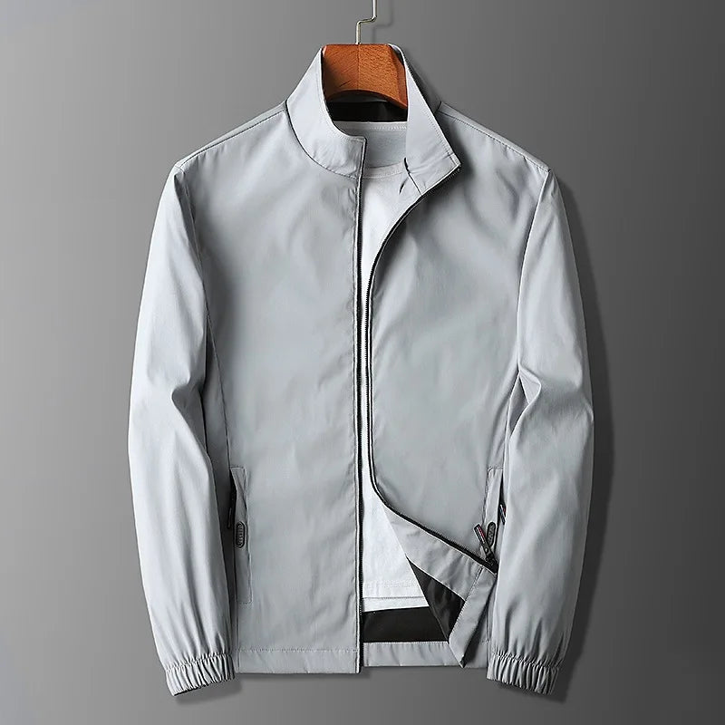 Men’s Jacket – Slim Fit – Lightweight – Stand Collar – Zippered Pockets – Elastic Cuffs