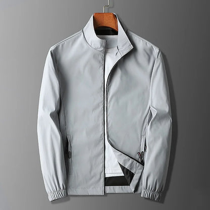Men’s Jacket – Slim Fit – Lightweight – Stand Collar – Zippered Pockets – Elastic Cuffs