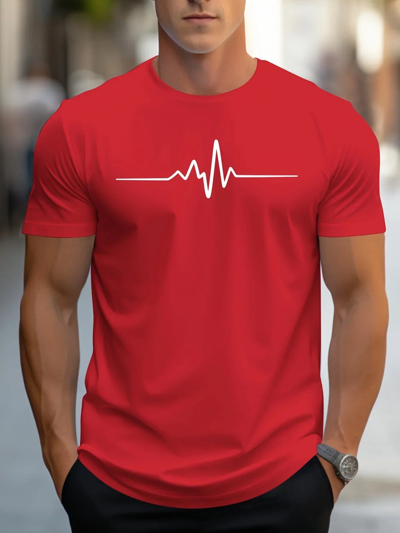 Men’s Slim Fit T-Shirt – Soft Knit – Crew Neck – Short Sleeve – Graphic Chest Print