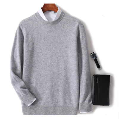 Men’s Crew Neck Sweater - Soft Knit - Wool Blend - Ribbed Cuffs & Hem - Regular Fit