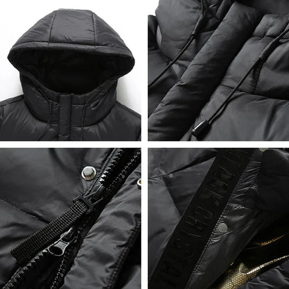 Men's long winter down jacket