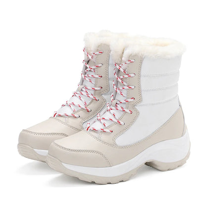 Women's lace-up boots with fur