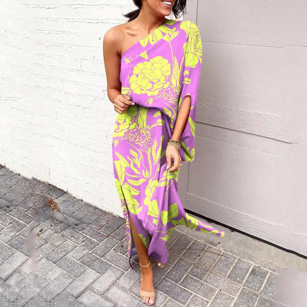 One-Shoulder Diagonal Dress