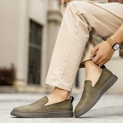 Men’s Leather Moccasins – Slip-On Design – Cushioned Sole – Casual Everyday Fit