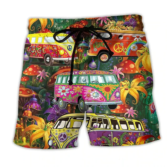Men’s Swim Shorts – Regular Fit – Quick Dry – Adjustable Waist – Boho Print