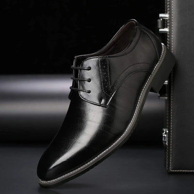 Men’s Leather Oxford Shoes – Classic Lace-Up – Formal Brogue Detailing