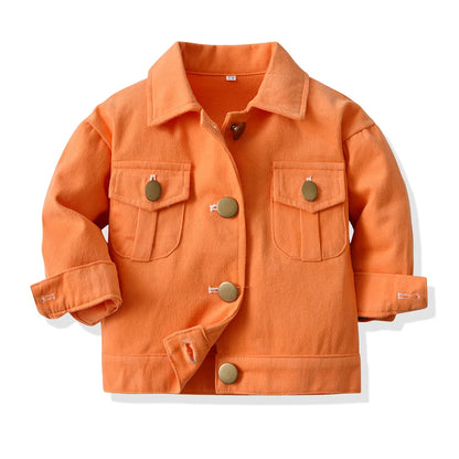 Children's long sleeve candy-colored denim jacket for autumn