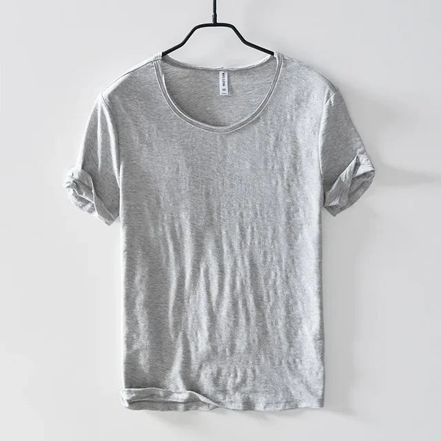 Men’s T-Shirt - 100% Cotton - Slim Fit - Crew Neck - Rolled Sleeves Casual Wear