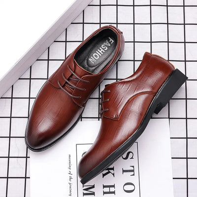 Men's Formal Shoes – Polished Leather – Pointed Toe – Sleek Lace-Up Design