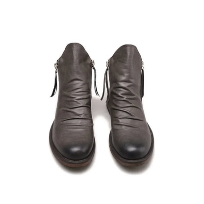 Men’s Chelsea Boots – Leather-Look – Side Zipper – Ankle Height – Sleek Fit – Low Heel