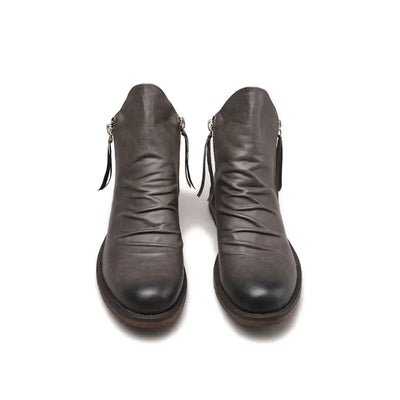 Men’s Chelsea Boots – Leather-Look – Side Zipper – Ankle Height – Sleek Fit – Low Heel