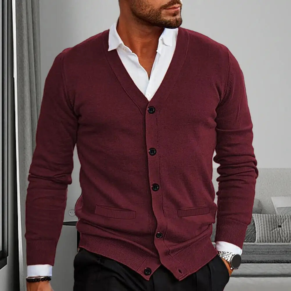 Men's casual knitted v-neck cardigan