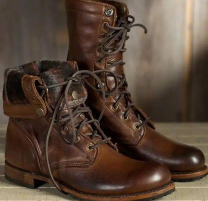 Women’s Ankle Boots – Leather – Lace-Up – Durable Sole – Outdoor Casual Wear