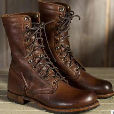 Women’s Ankle Boots – Leather – Lace-Up – Durable Sole – Outdoor Casual Wear