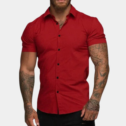 Men’s Short Sleeve Shirt – Slim Fit – Breathable Blend – Button Down – Tailored Style