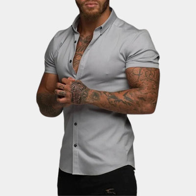 Men’s Short Sleeve Shirt – Slim Fit – Breathable Blend – Button Down – Tailored Style
